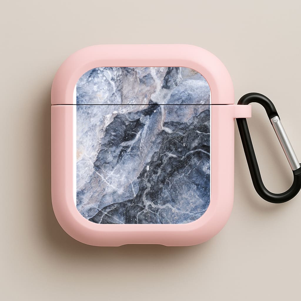 Grey and White Marble Pink AirPods Case