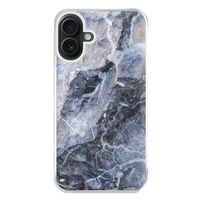 Grey and White Marble Phone Case for iPhone 16 Plus