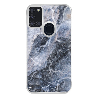 Grey and White Marble Phone Case for Galaxy A21s