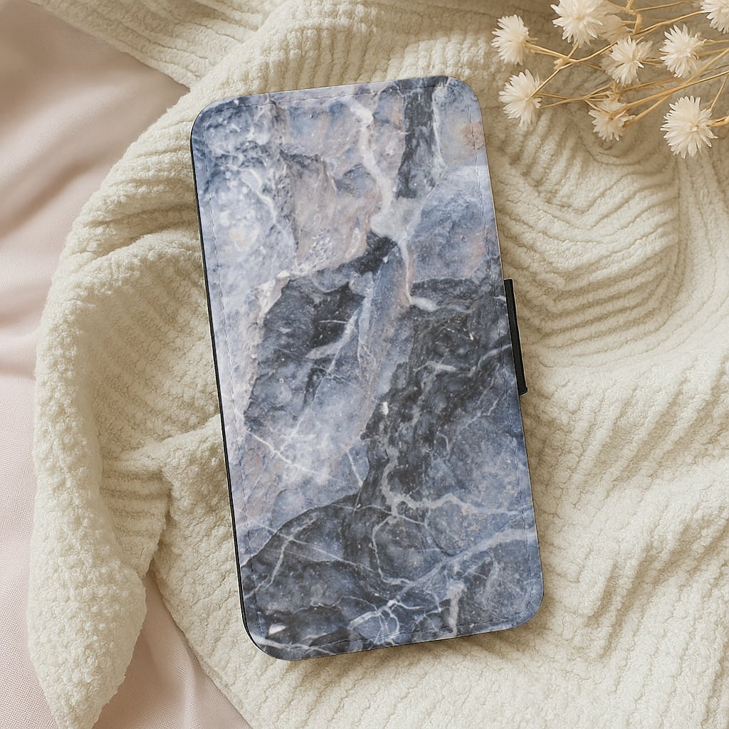 Grey and White Marble Wallet Phone Case