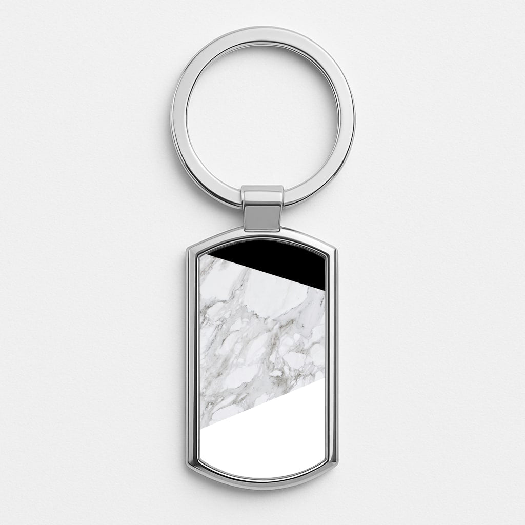 White, Black and Marble Pattern Luxury Keyring