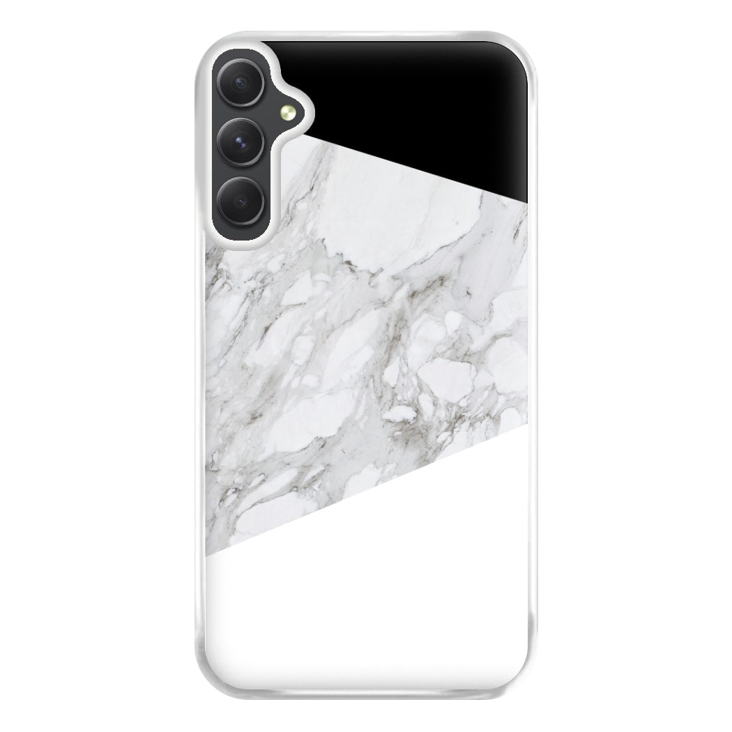 White, Black and Marble Pattern Phone Case for Galaxy A34