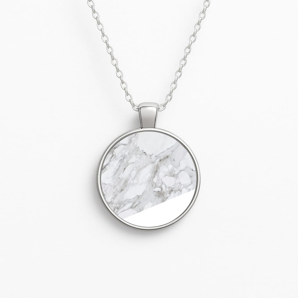 White, Black and Marble Pattern Necklace