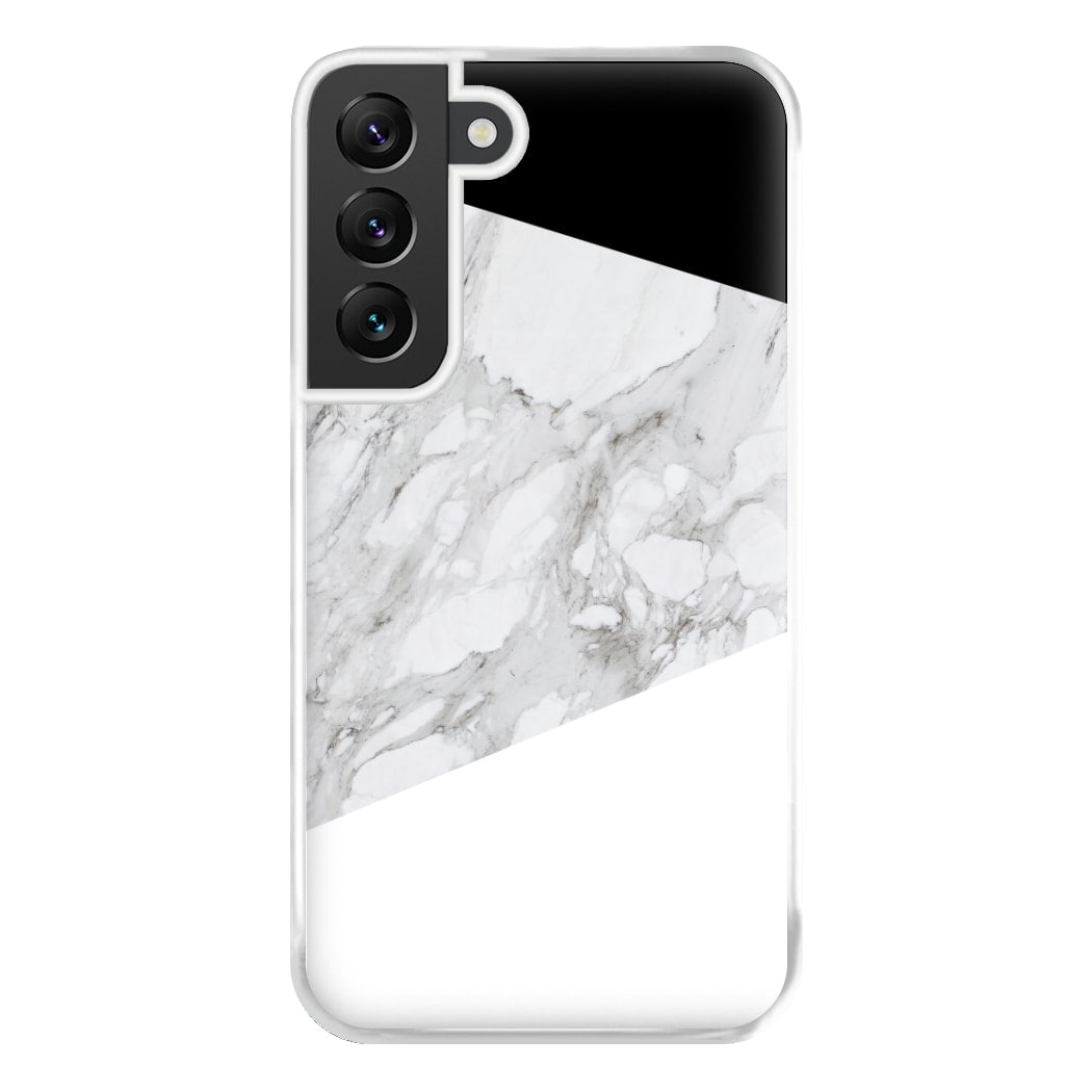 White, Black and Marble Pattern Phone Case for Galaxy S22 Plus