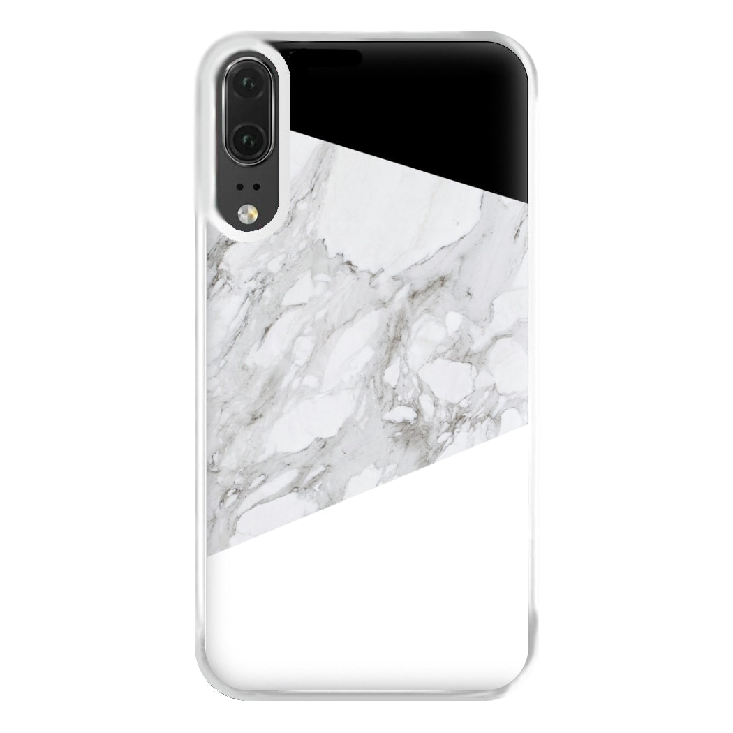 White, Black and Marble Pattern Phone Case for Huawei P20