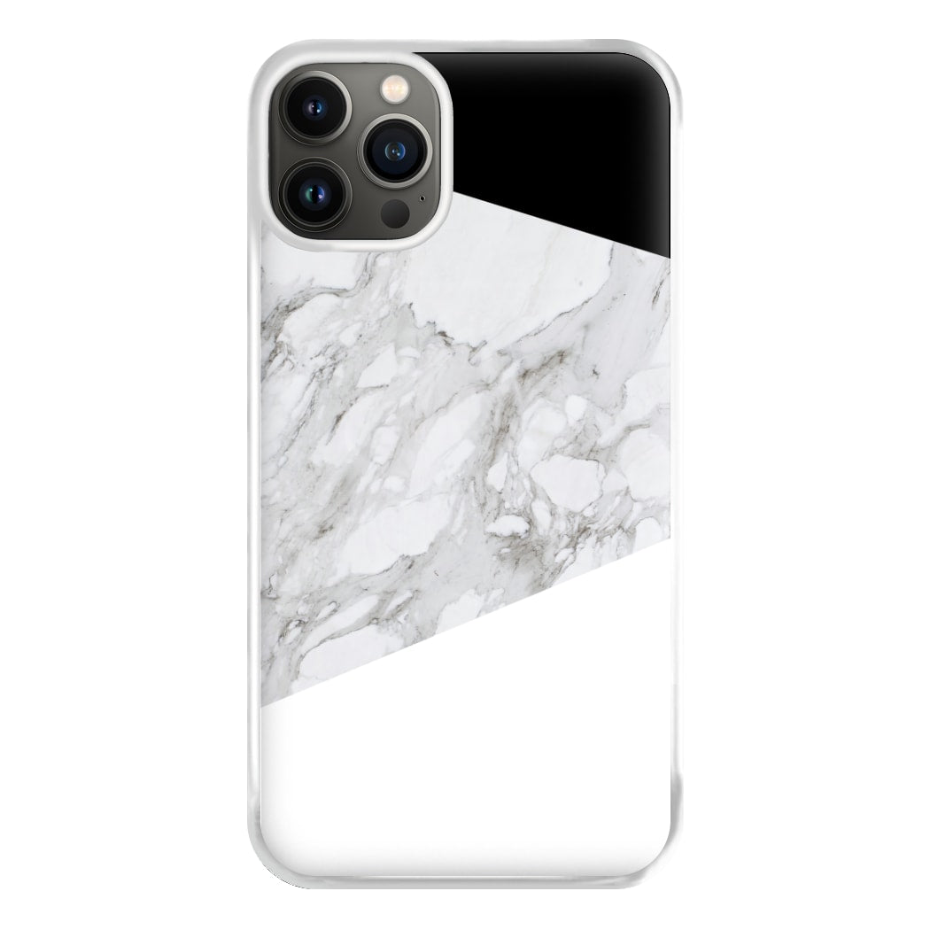 White, Black and Marble Pattern Phone Case for iPhone 13