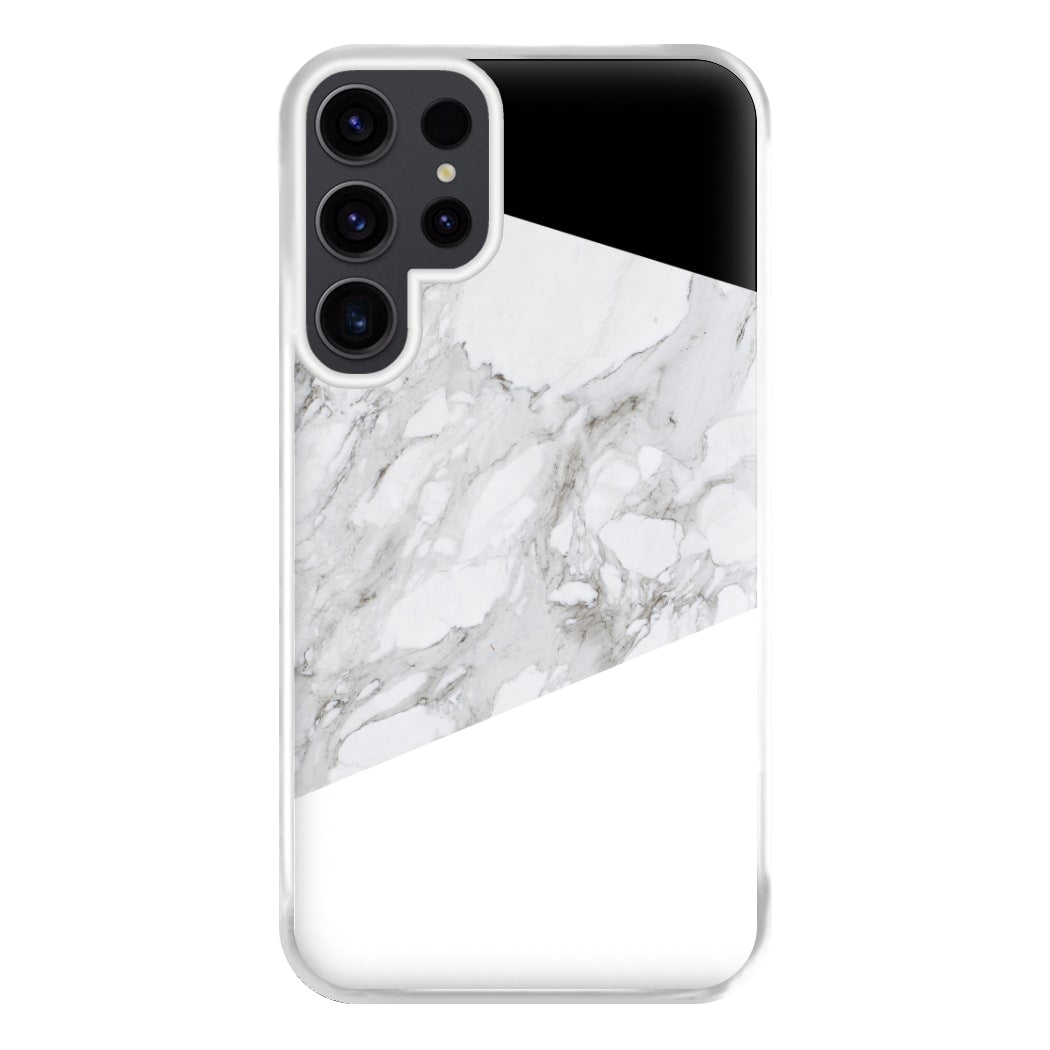 White, Black and Marble Pattern Phone Case for Galaxy S23 Ultra