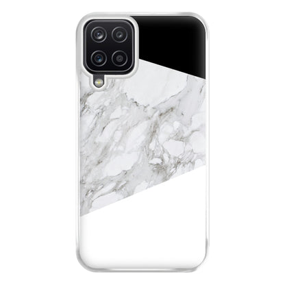 White, Black and Marble Pattern Phone Case for Galaxy A12