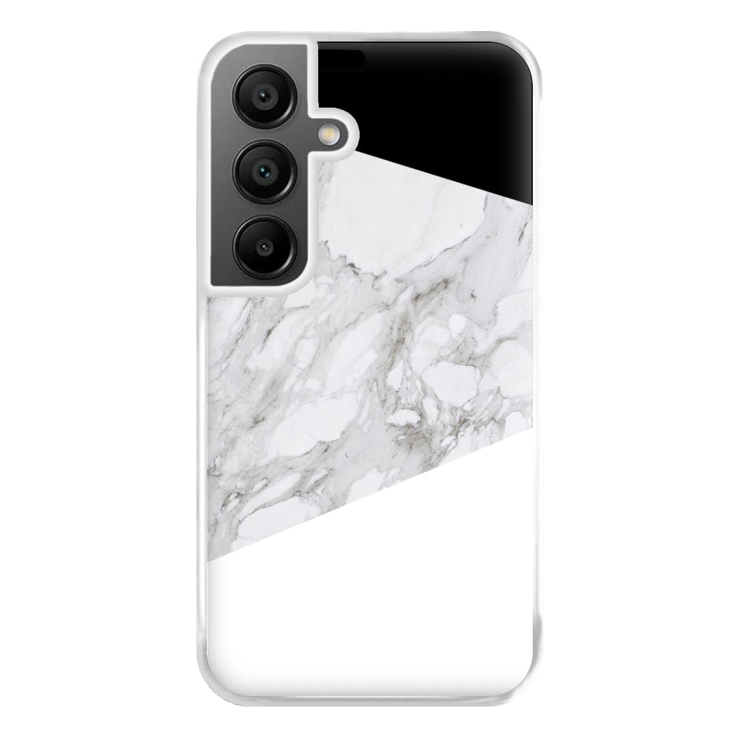 White, Black and Marble Pattern Phone Case for Galaxy A55