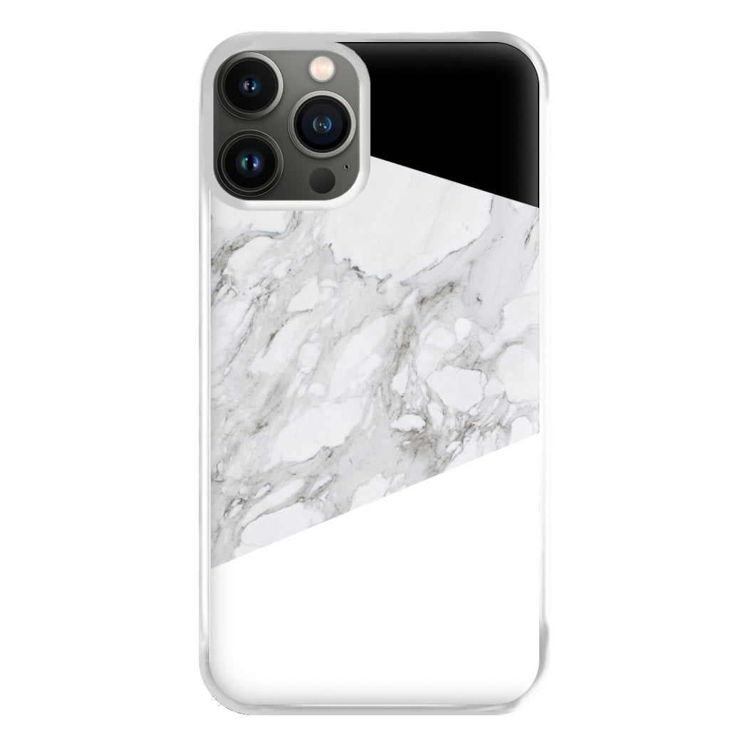 White, Black and Marble Pattern Phone Case for iPhone 13 Pro Max