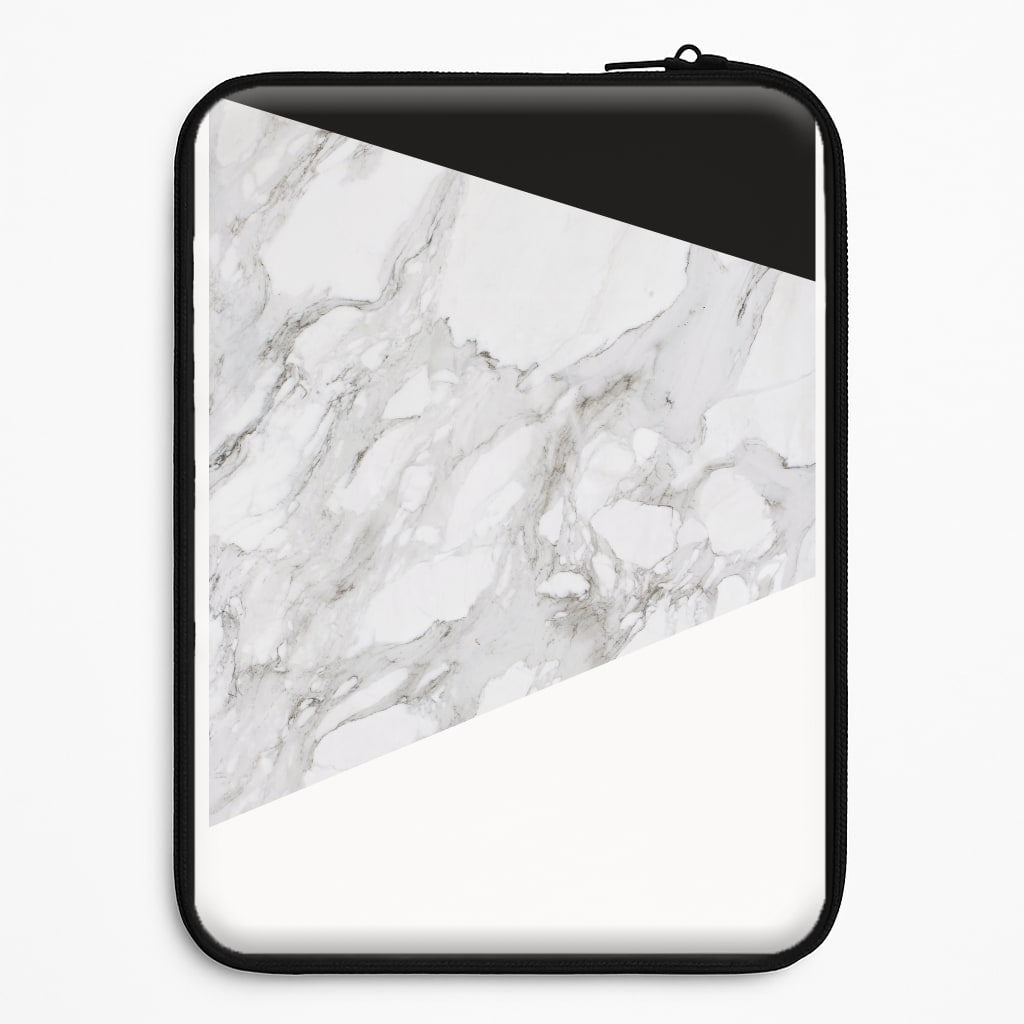 White, Black and Marble Pattern Laptop Sleeve
