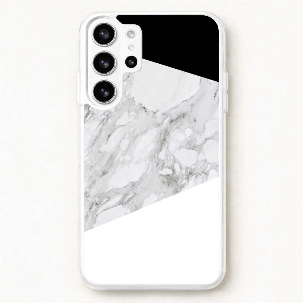 White, Black and Marble Pattern Phone Case for Galaxy S26 Ultra