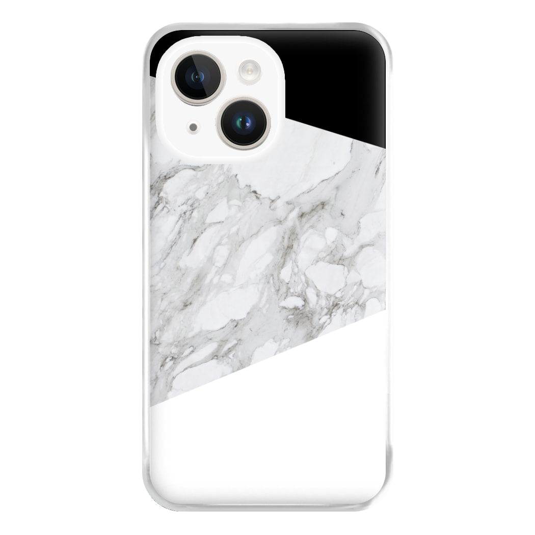 White, Black and Marble Pattern Phone Case for iPhone 14 Plus