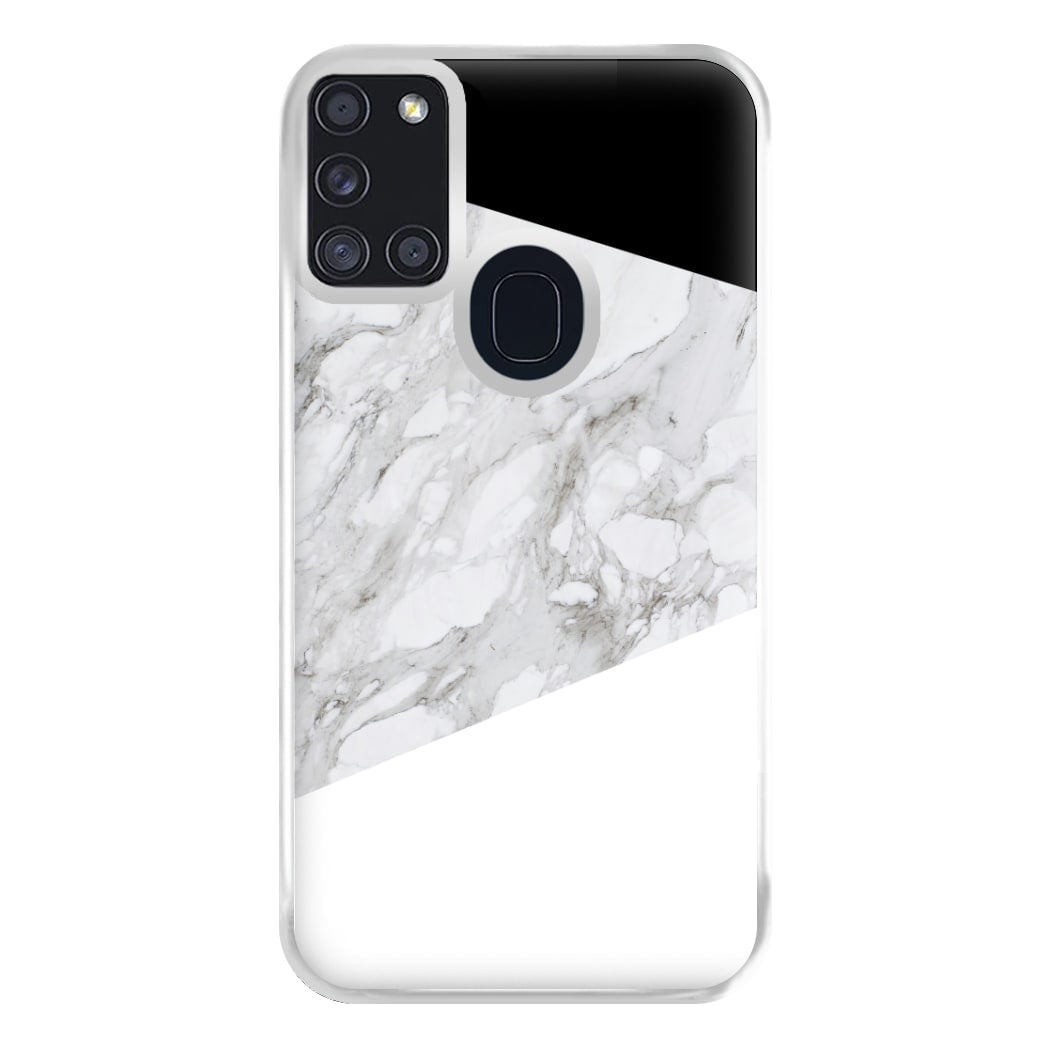 White, Black and Marble Pattern Phone Case for Galaxy A21s