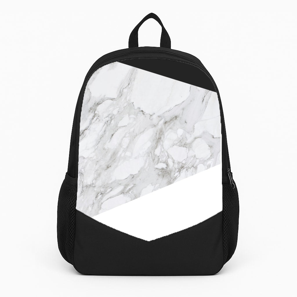 White, Black and Marble Pattern Backpack