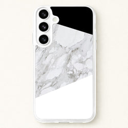 White, Black and Marble Pattern Phone Case for Galaxy S26 Plus