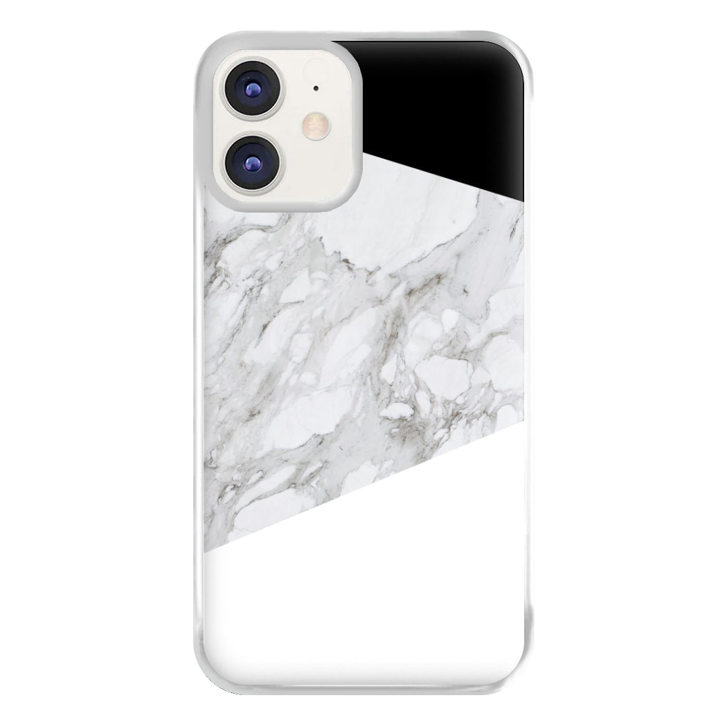 White, Black and Marble Pattern Phone Case for iPhone 12 / 12 Pro