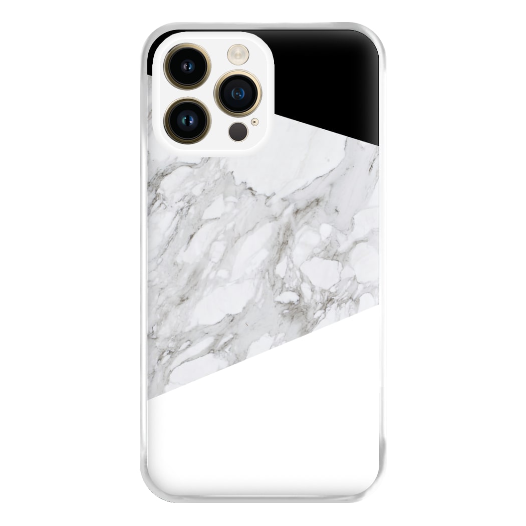 White, Black and Marble Pattern Phone Case for iPhone 14 Pro Max