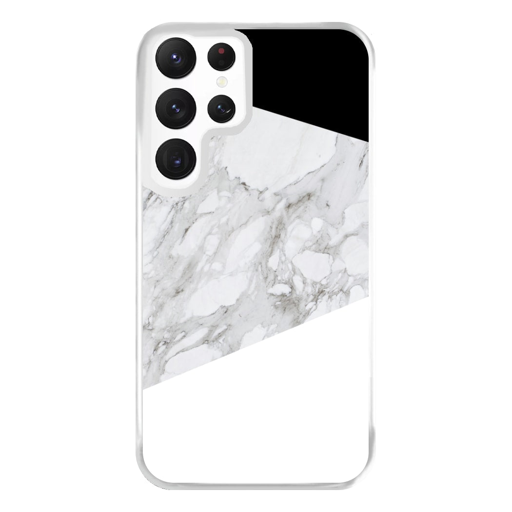 White, Black and Marble Pattern Phone Case for Galaxy S22 Ultra