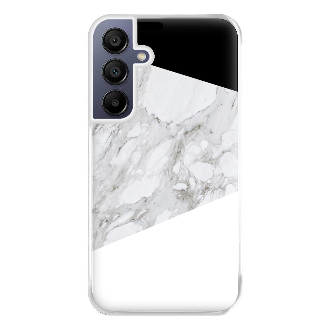 White, Black and Marble Pattern Phone Case for Galaxy A16