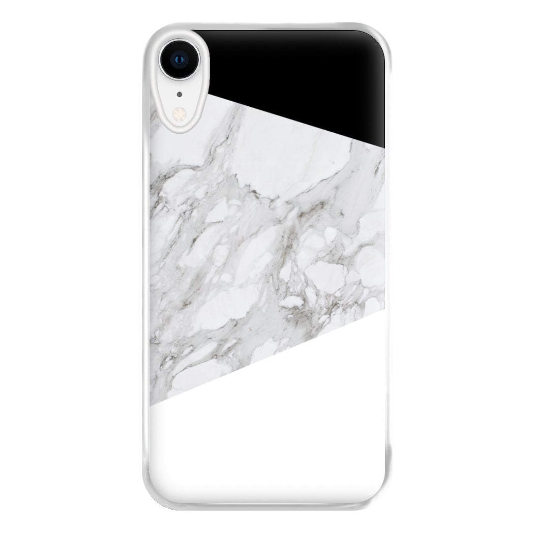 White, Black and Marble Pattern Phone Case for iPhone XR