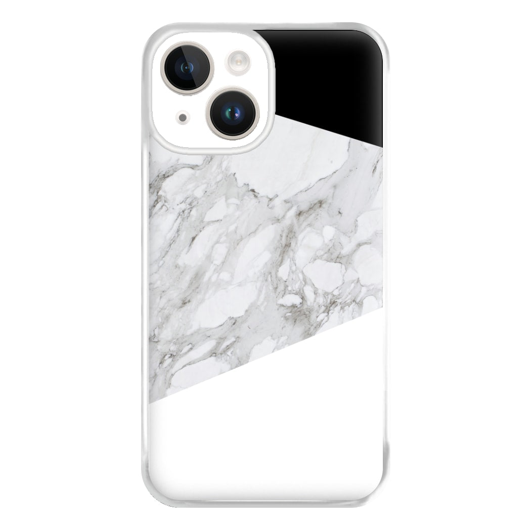 White, Black and Marble Pattern Phone Case for iPhone 14