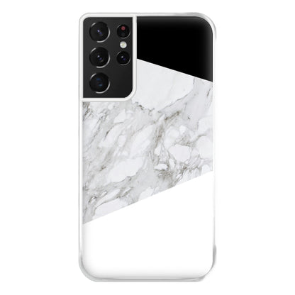 White, Black and Marble Pattern Phone Case for Galaxy S21 Ultra