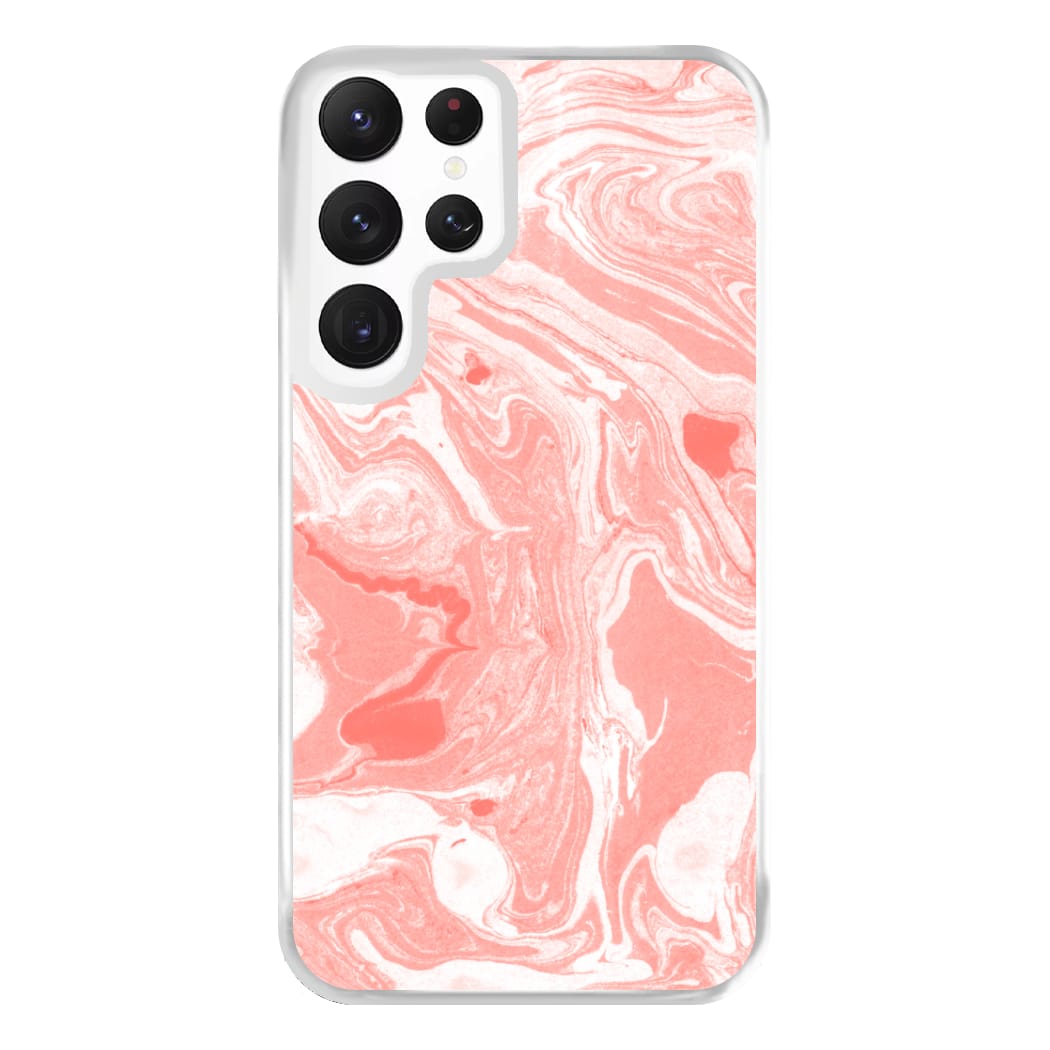 Pink Swirly Marble Phone Case for Galaxy S22 Ultra