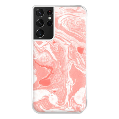 Pink Swirly Marble Phone Case for Galaxy S21 Ultra