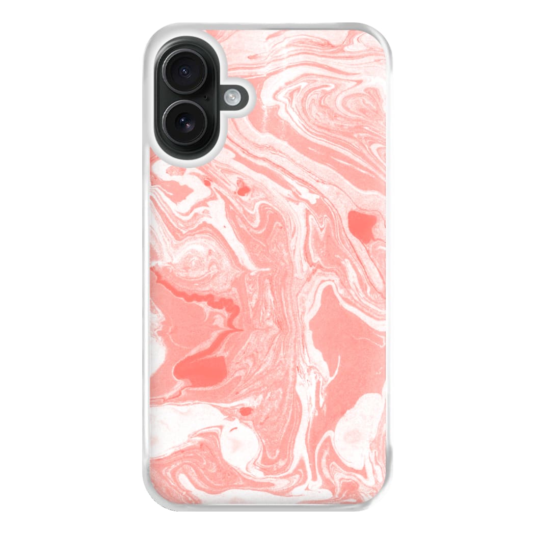 Pink Swirly Marble Phone Case for iPhone 16 Plus