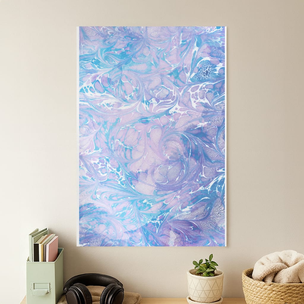 Sea Blue Swirly Marble Poster