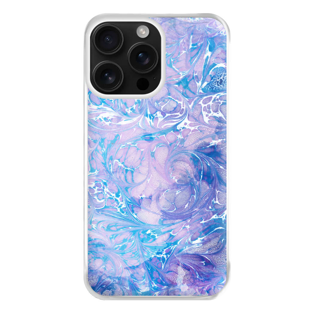 Sea Blue Swirly Marble Phone Case for iPhone 16 Pro Max