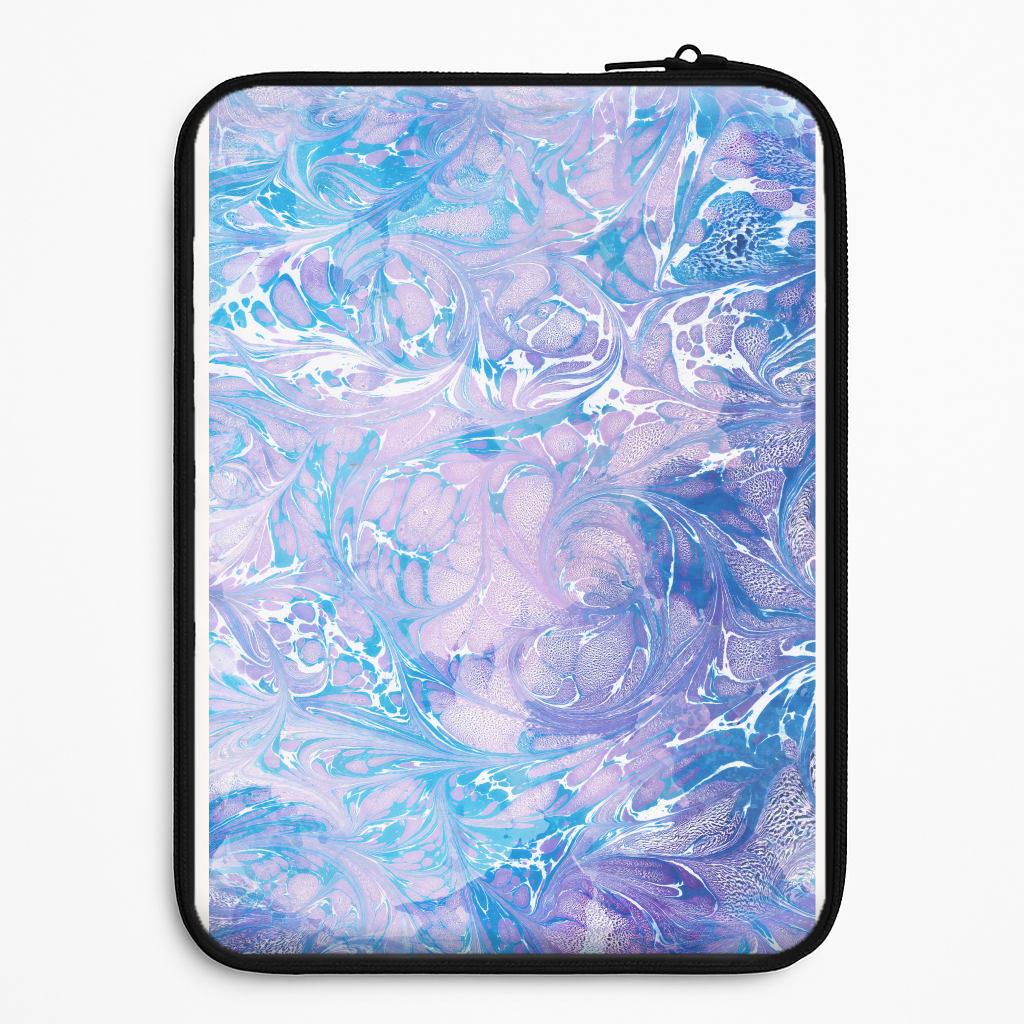 Sea Blue Swirly Marble Laptop Sleeve