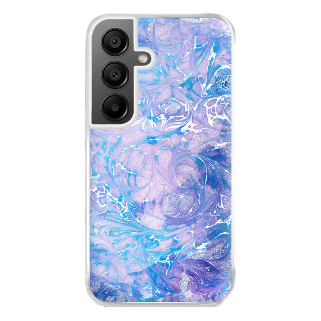 Sea Blue Swirly Marble Phone Case for Galaxy A55