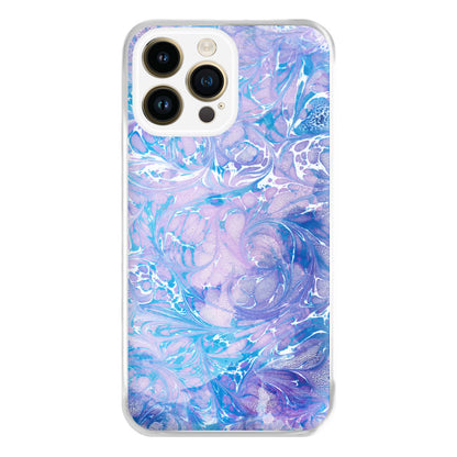 Sea Blue Swirly Marble Phone Case for iPhone 14 Pro Max