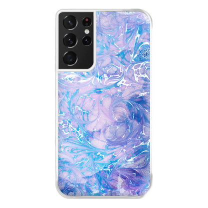 Sea Blue Swirly Marble Phone Case for Galaxy S21 Ultra