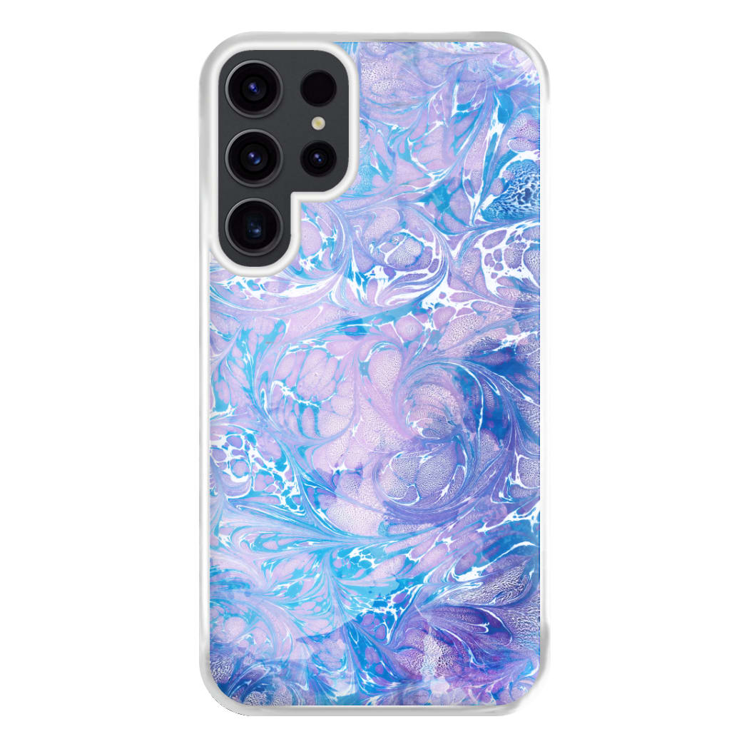 Sea Blue Swirly Marble Phone Case for Galaxy S23 Ultra