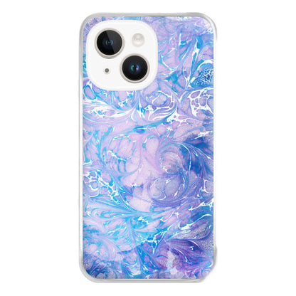 Sea Blue Swirly Marble Phone Case for iPhone 14 Plus