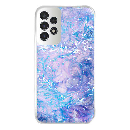 Sea Blue Swirly Marble Phone Case for Galaxy A53