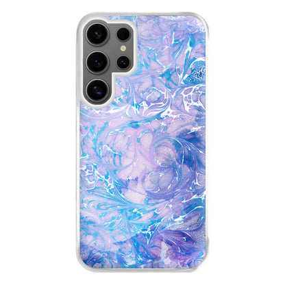 Sea Blue Swirly Marble Phone Case for Galaxy S24 Ultra