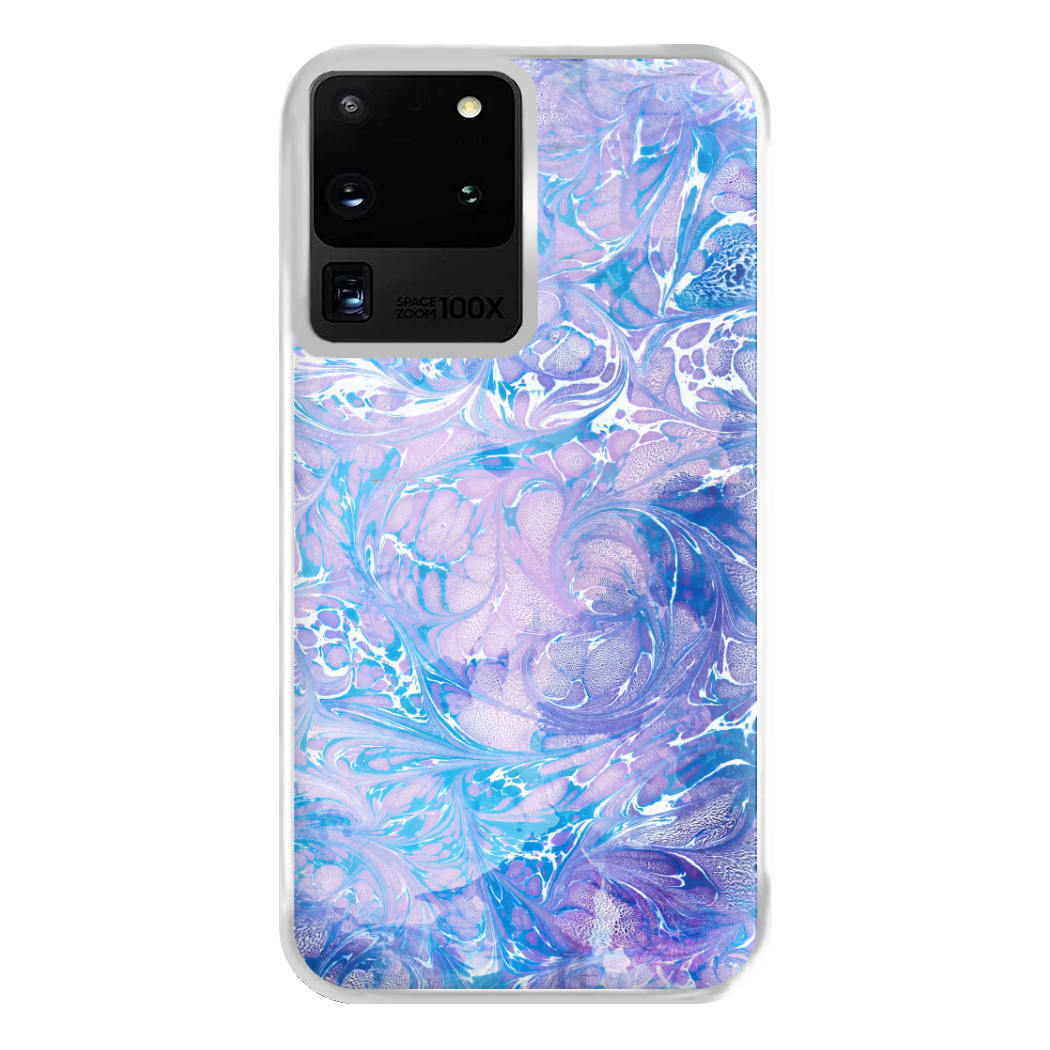 Sea Blue Swirly Marble Phone Case for Galaxy S20 Ultra