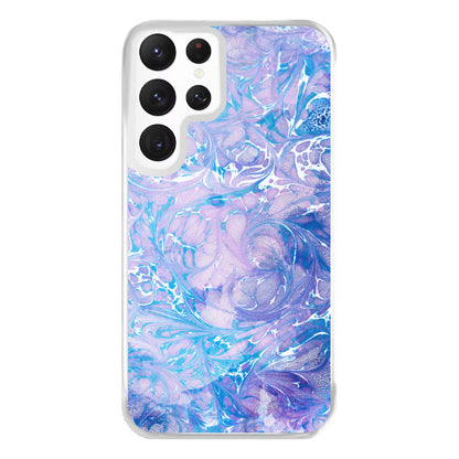 Sea Blue Swirly Marble Phone Case for Galaxy S22 Ultra