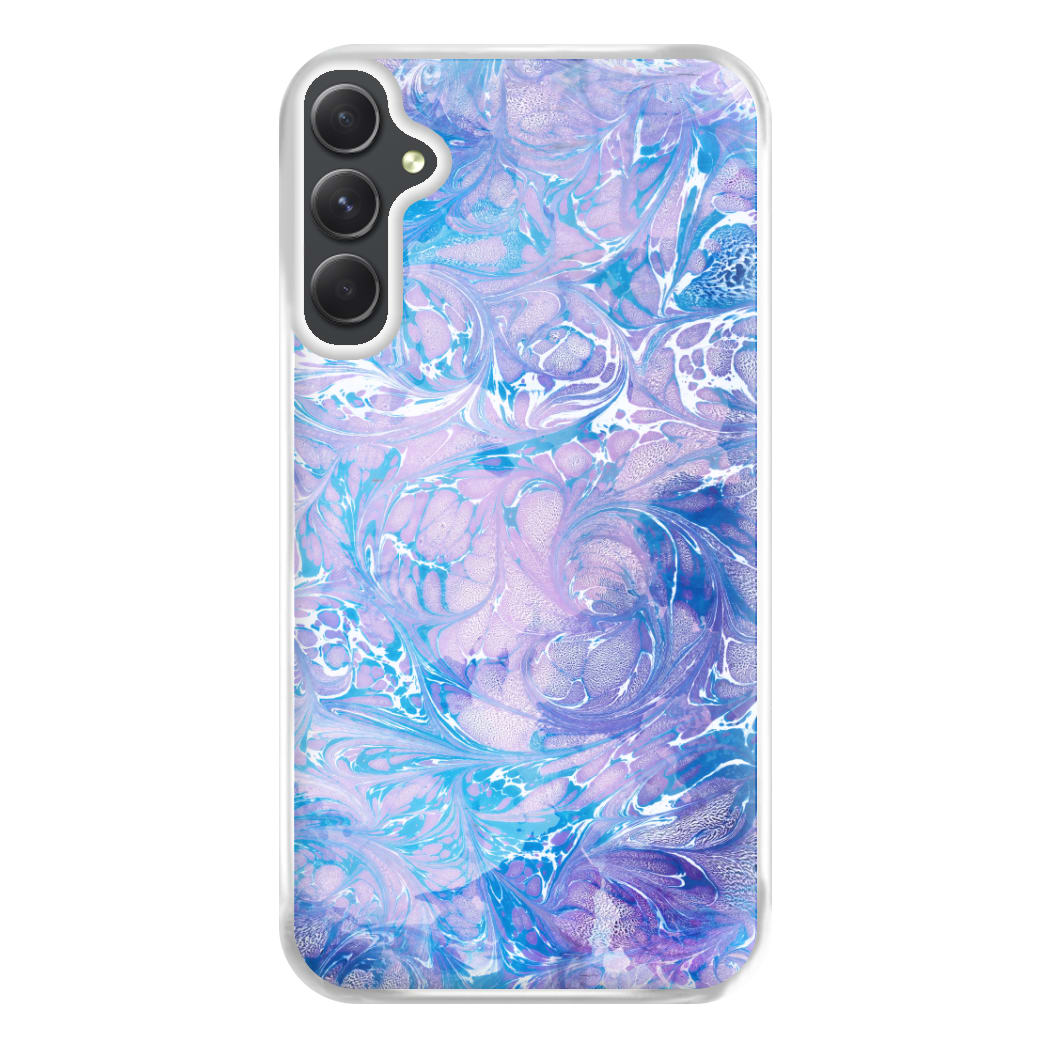 Sea Blue Swirly Marble Phone Case for Galaxy A34