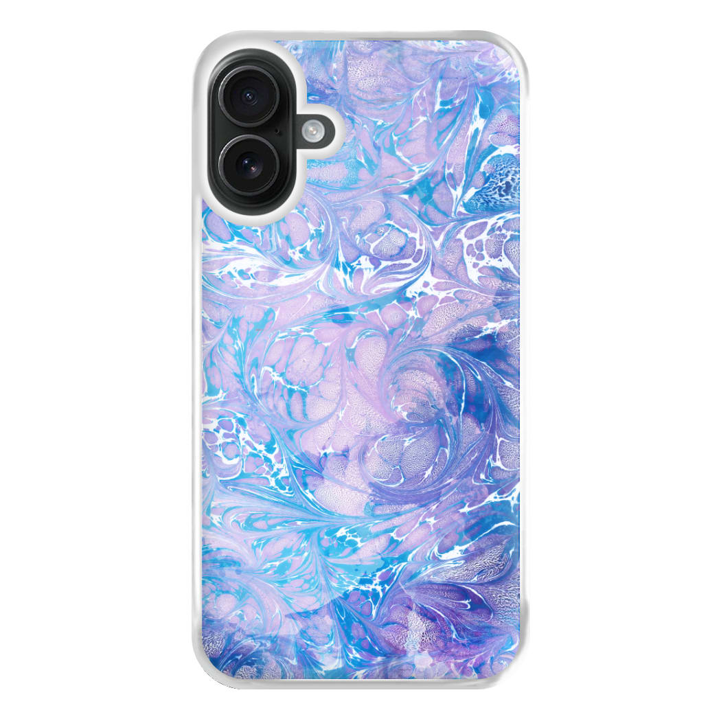 Sea Blue Swirly Marble Phone Case for iPhone 16 Plus