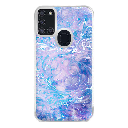 Sea Blue Swirly Marble Phone Case for Galaxy A21s