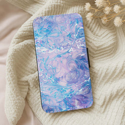 Sea Blue Swirly Marble Wallet Phone Case