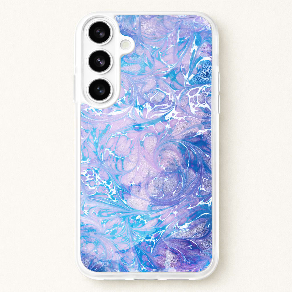 Sea Blue Swirly Marble Phone Case for Galaxy S26 Plus