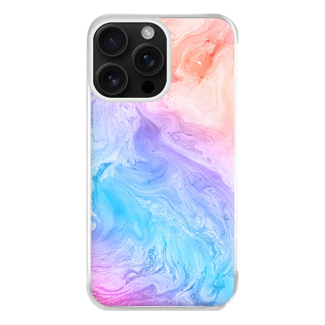 Blue and Peach Marble Phone Case for iPhone 16 Pro Max