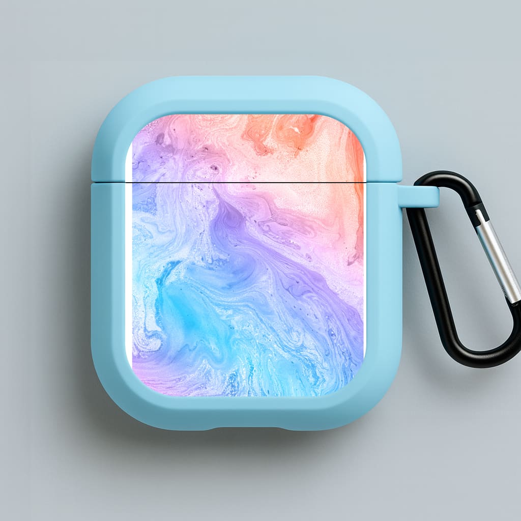 Blue and Peach Marble Blue AirPods Case