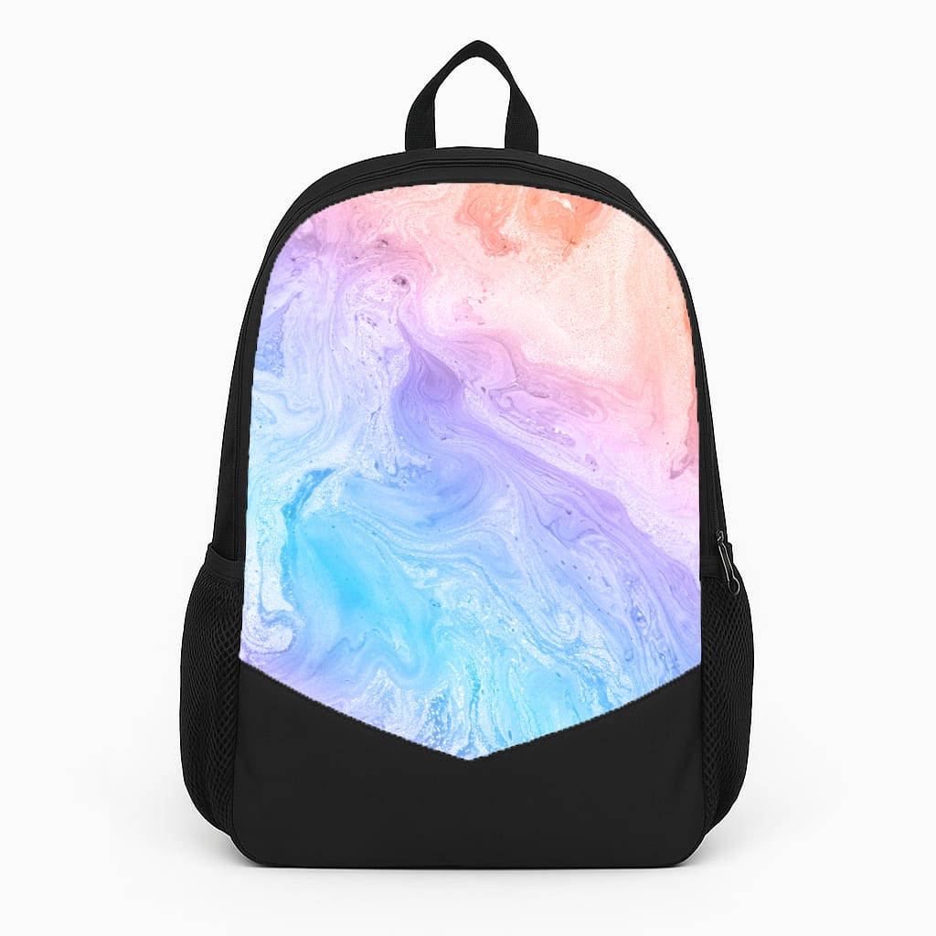 Blue and Peach Marble Large Backpack